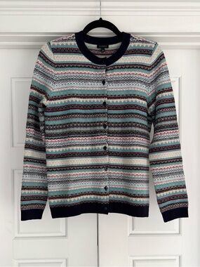Talbots Nordic Fair Isle Cardigan Sweater, Small
